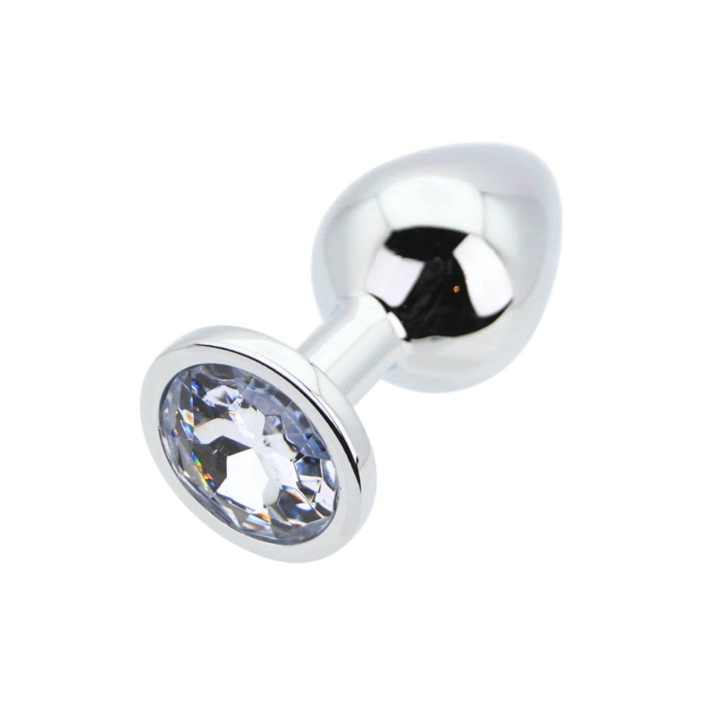 Toosh Silver Metal Butt Plug Medium Clear Stone Secondary image