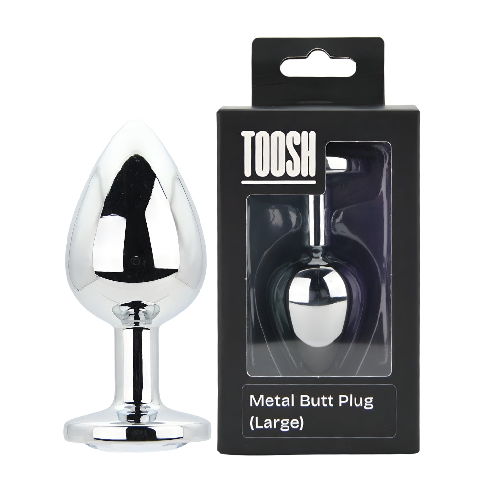 Toosh Silver Metal Butt Plug Large Clear Stone Main image