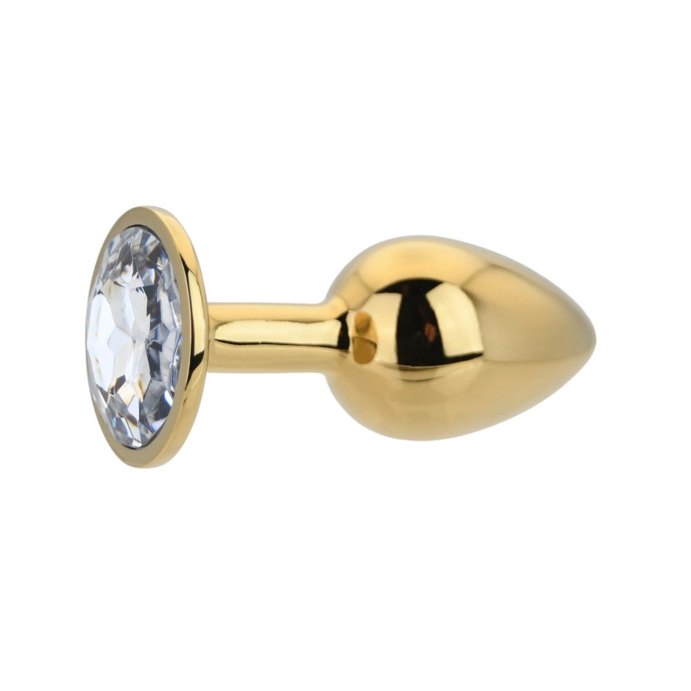 Toosh Gold Metal Butt Plug Small Clear Stone