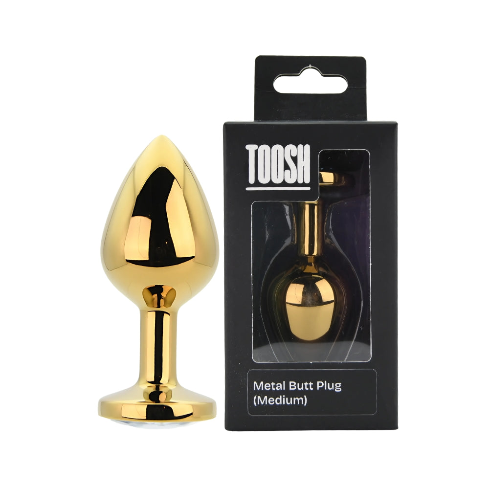 Toosh Gold Metal Butt Plug Medium Clear Stone Main image