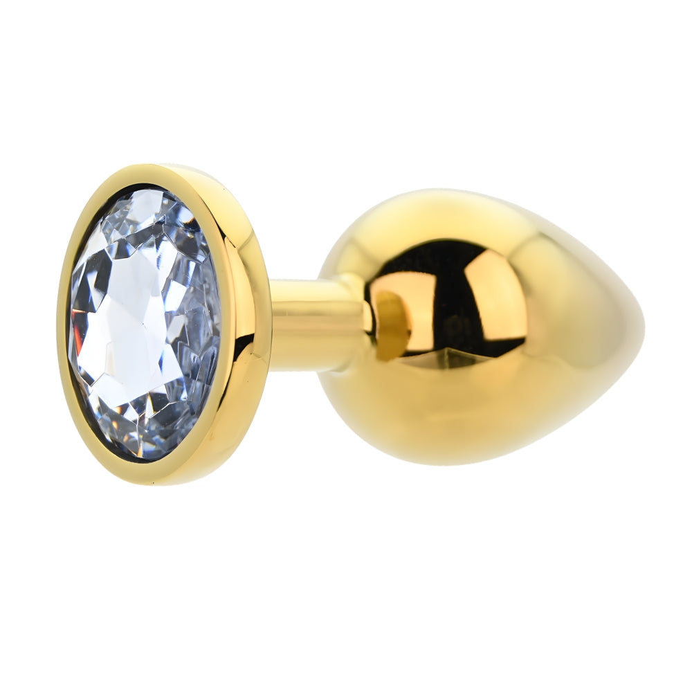 Toosh Gold Metal Butt Plug Large Clear Stone