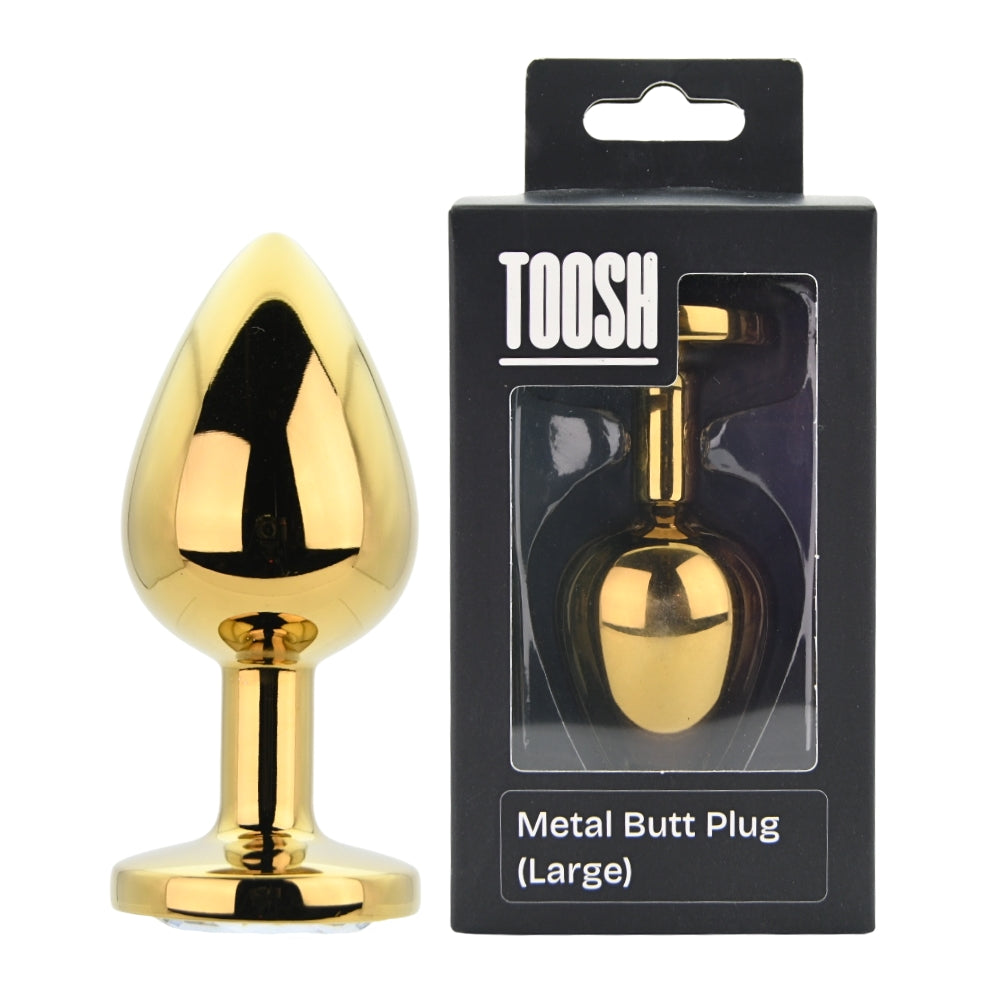 Toosh Gold Metal Butt Plug Large Clear Stone Main image