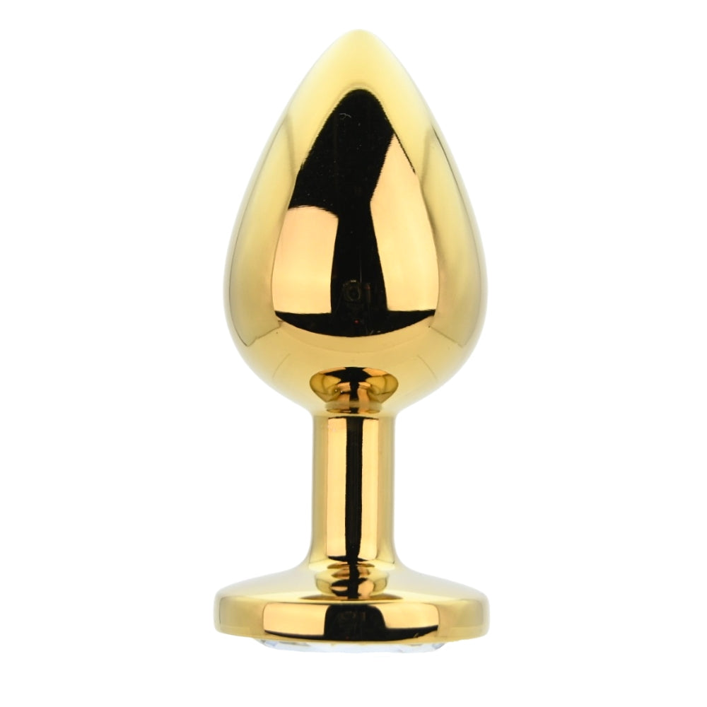 Toosh Gold Metal Butt Plug Large Clear Stone Secondary image