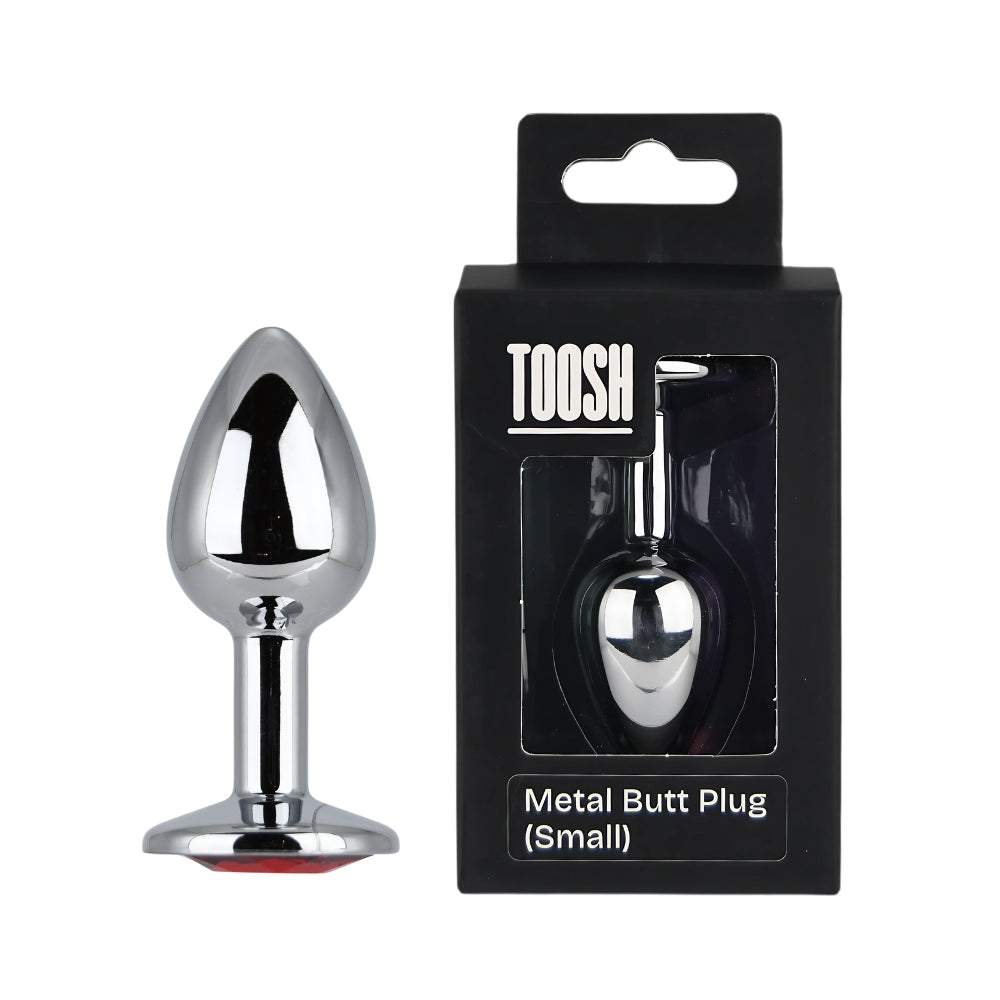 Toosh Silver Metal Butt Plug Small Red Stone Main image