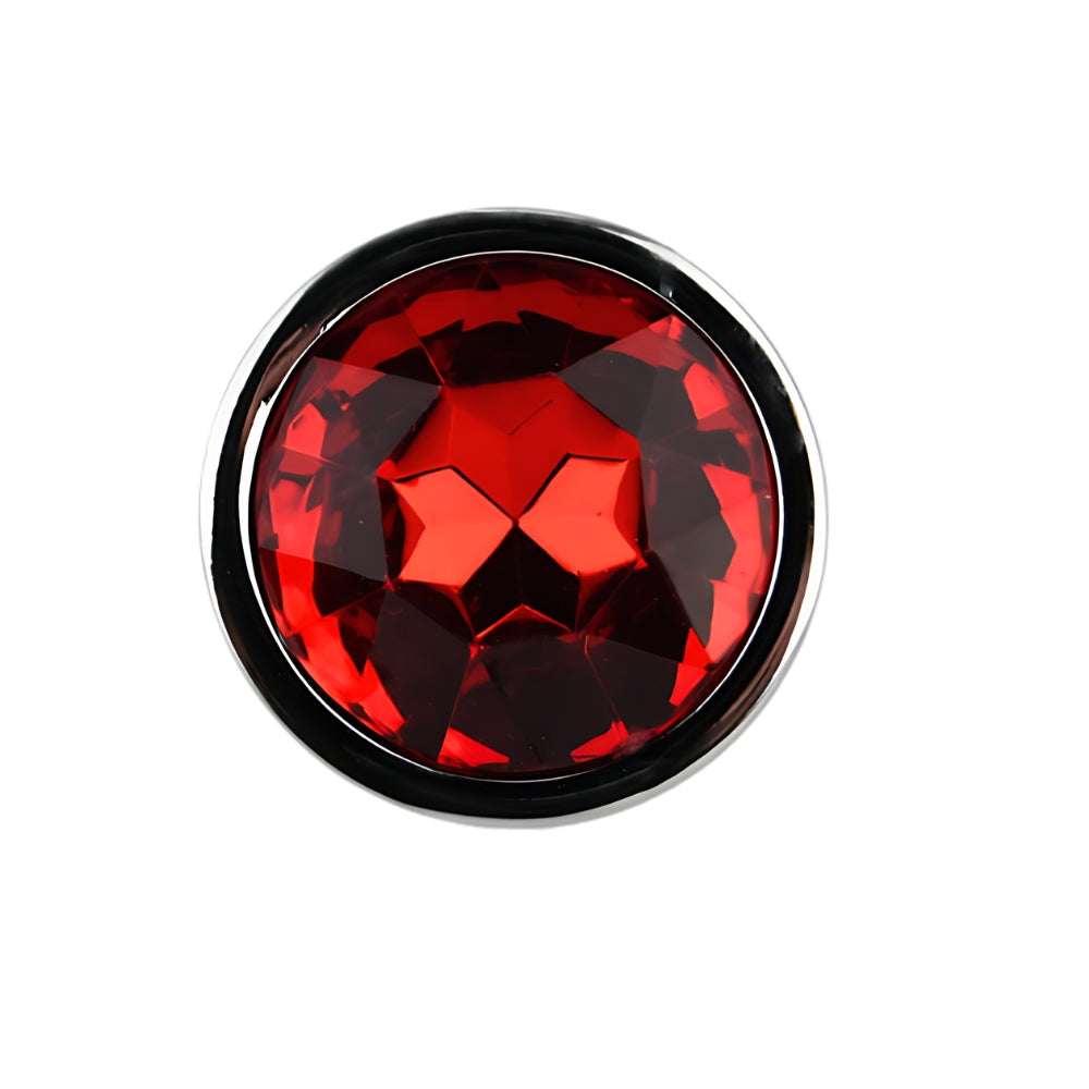 Toosh Silver Metal Butt Plug Small Red Stone