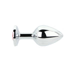 Toosh Silver Metal Butt Plug Medium Red Stone