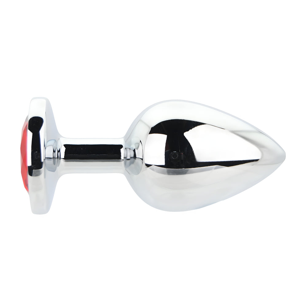Toosh Silver Metal Butt Plug Large Red Stone