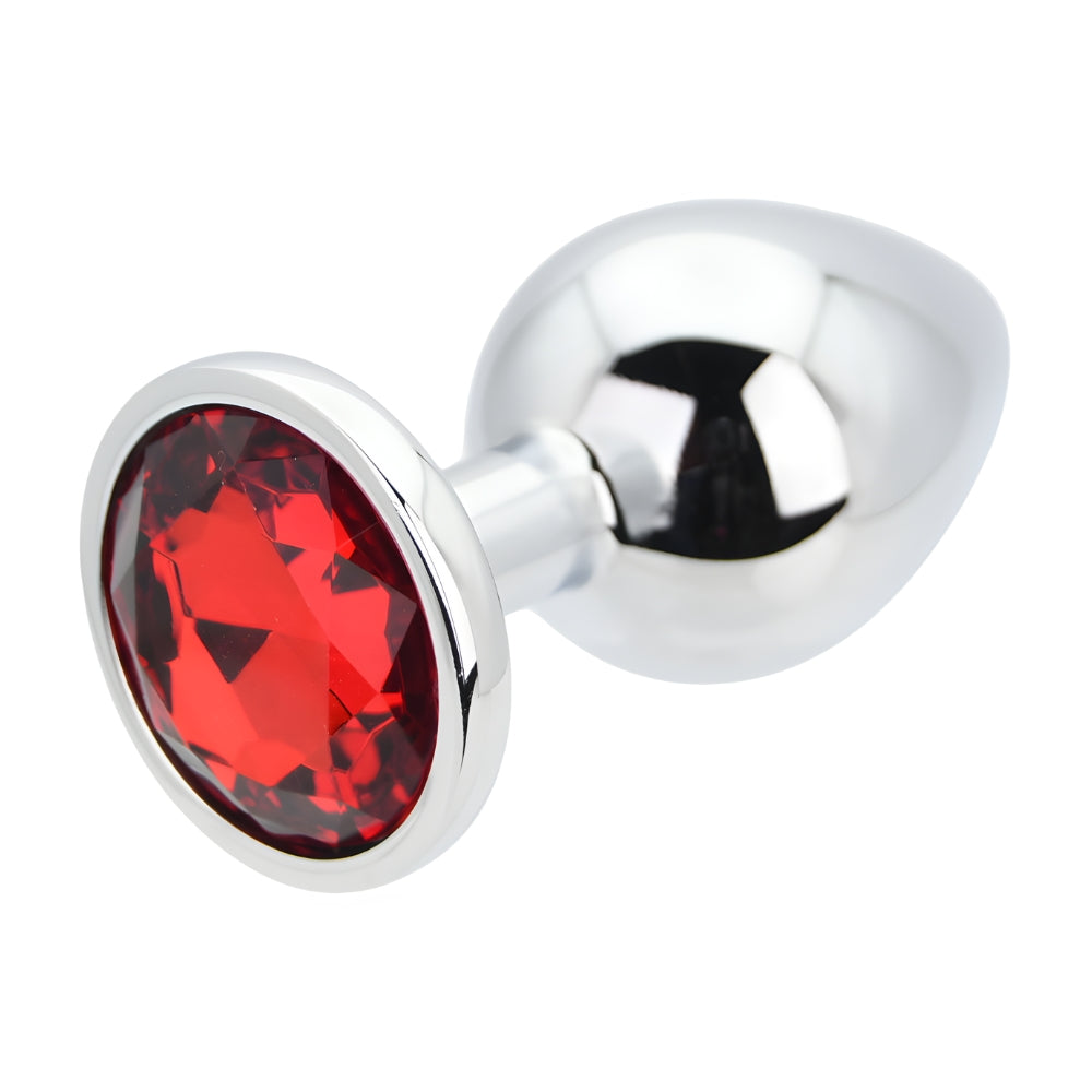 Toosh Silver Metal Butt Plug Large Red Stone