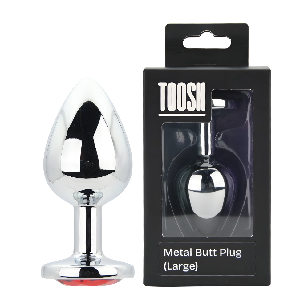 Toosh Silver Metal Butt Plug Large Red Stone Main image