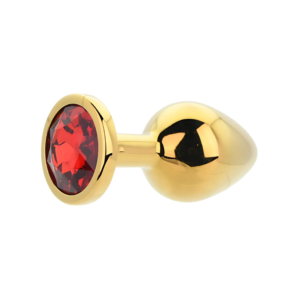 Toosh Gold Metal Butt Plug Medium Red Stone