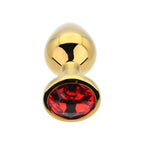 Toosh Gold Metal Butt Plug Medium Red Stone