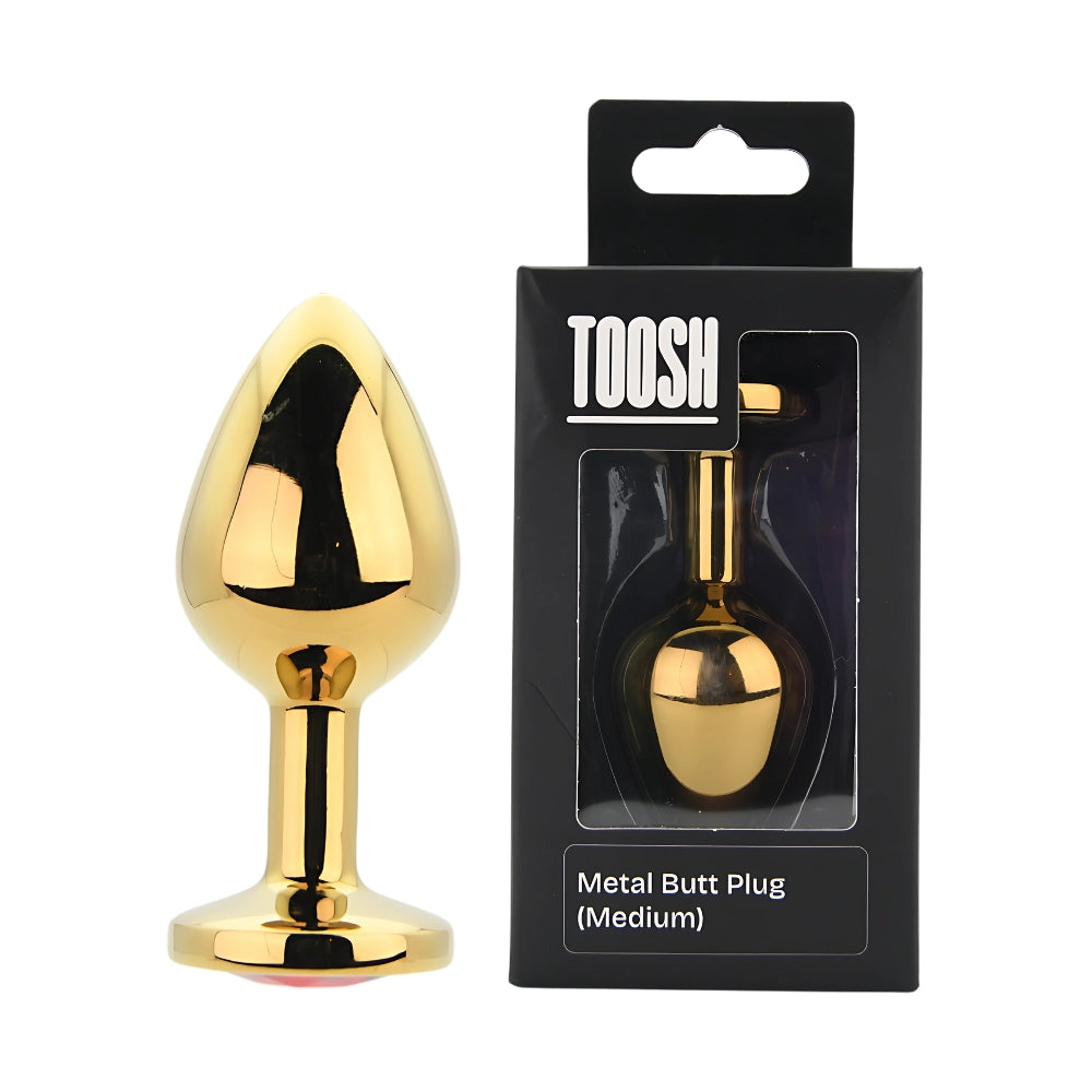 Toosh Gold Metal Butt Plug Medium Red Stone Main image
