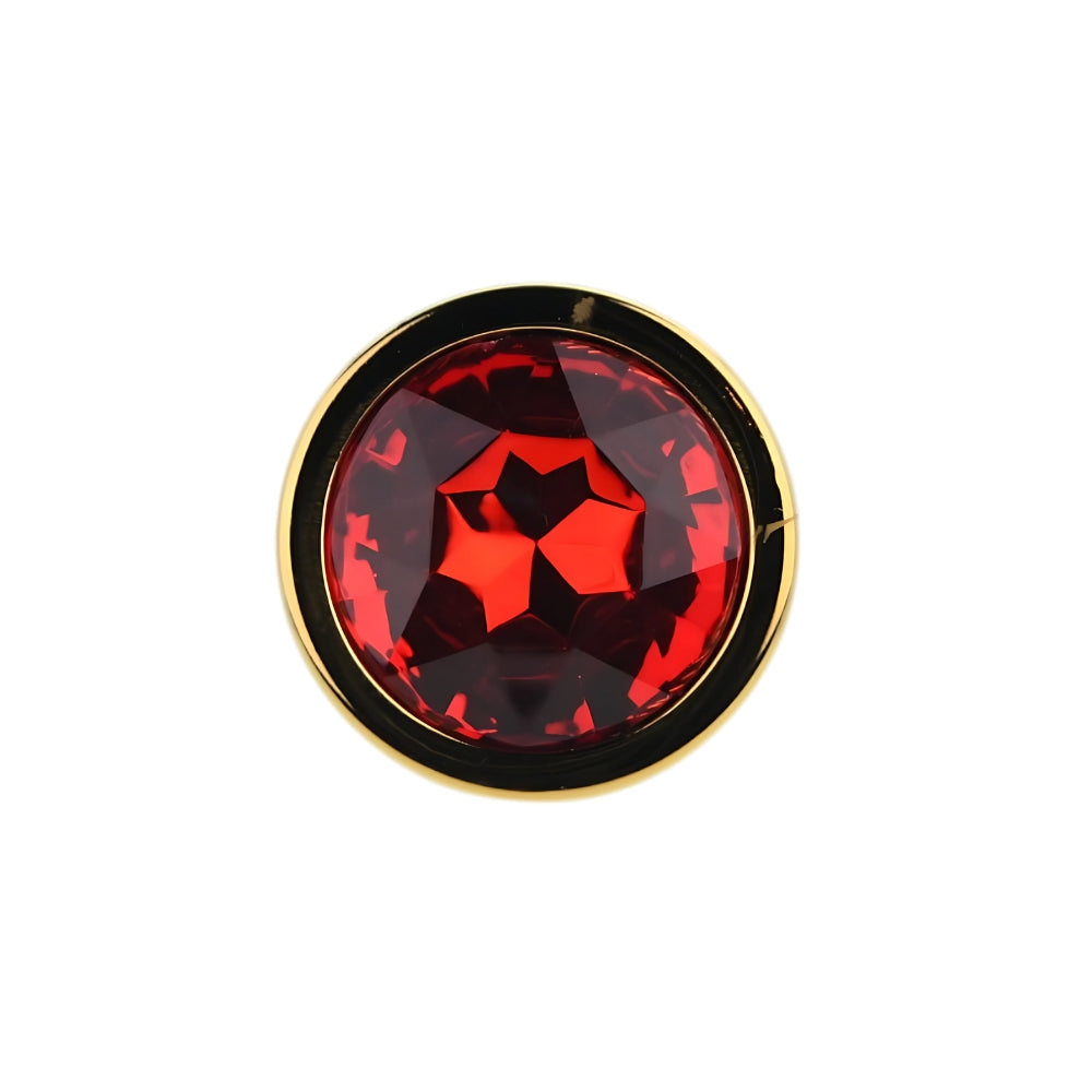 Toosh Gold Metal Butt Plug Medium Red Stone