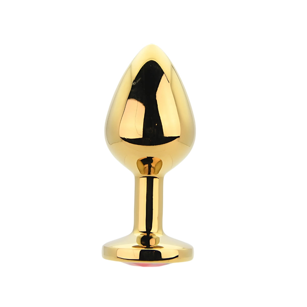 Toosh Gold Metal Butt Plug Medium Red Stone Secondary image