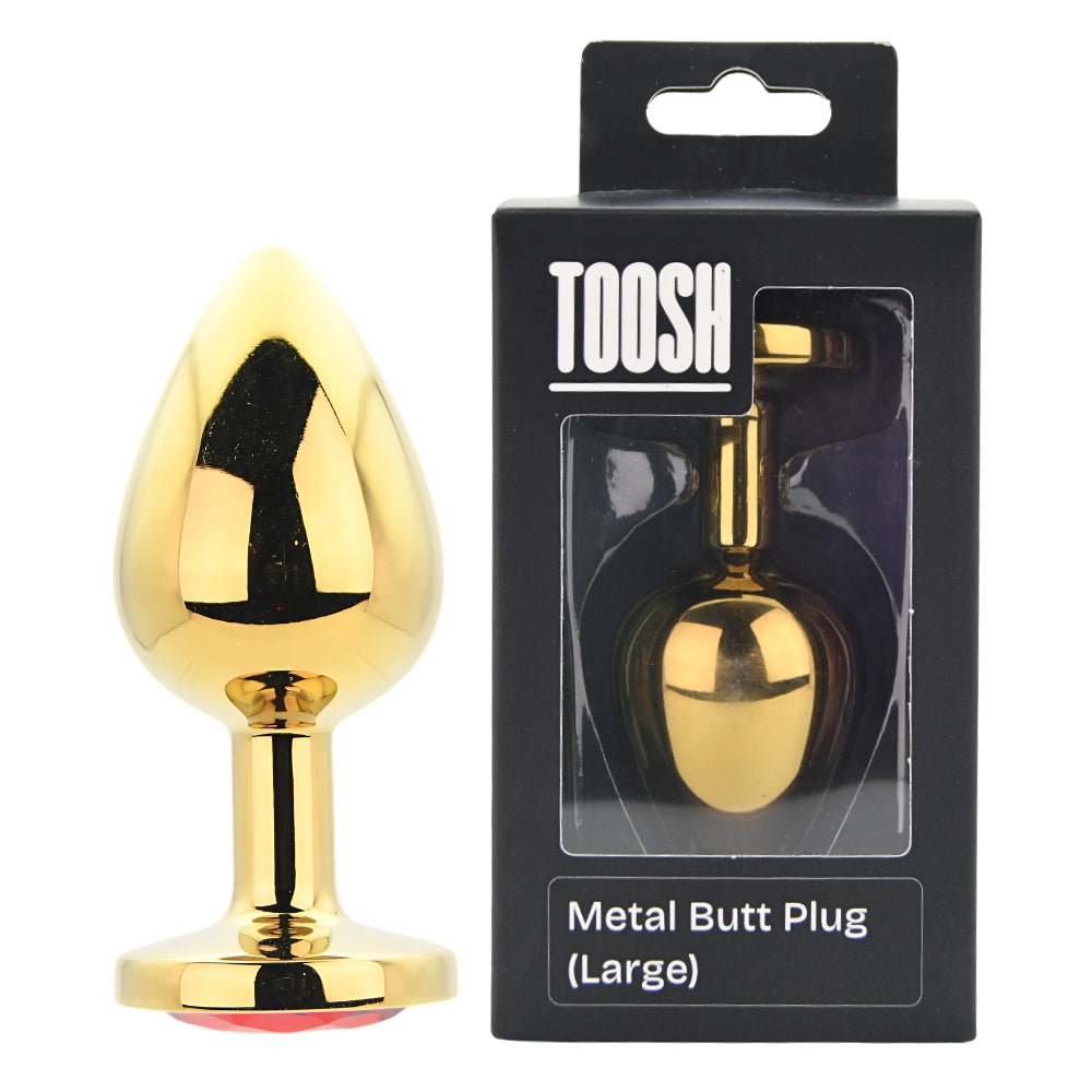 Toosh Gold Metal Butt Plug Large Red Stone Main image
