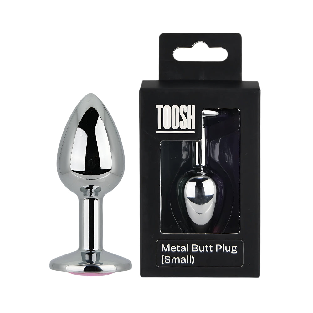 Toosh Silver Metal Butt Plug Small Pink Stone Main image