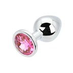 Toosh Silver Metal Butt Plug Medium Pink Stone
