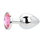 Toosh Silver Metal Butt Plug Large Pink Stone