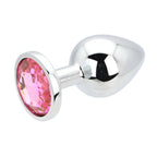 Toosh Silver Metal Butt Plug Large Pink Stone
