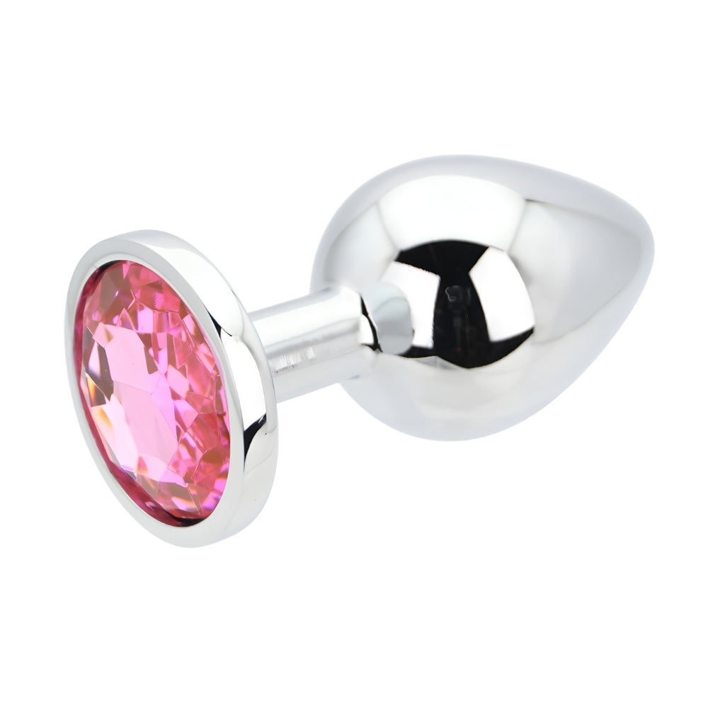 Toosh Silver Metal Butt Plug Large Pink Stone