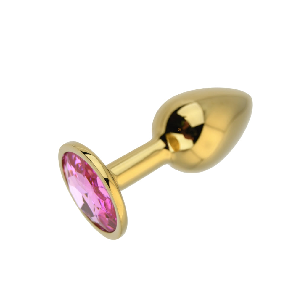 Toosh Gold Metal Butt Plug Small Pink Stone