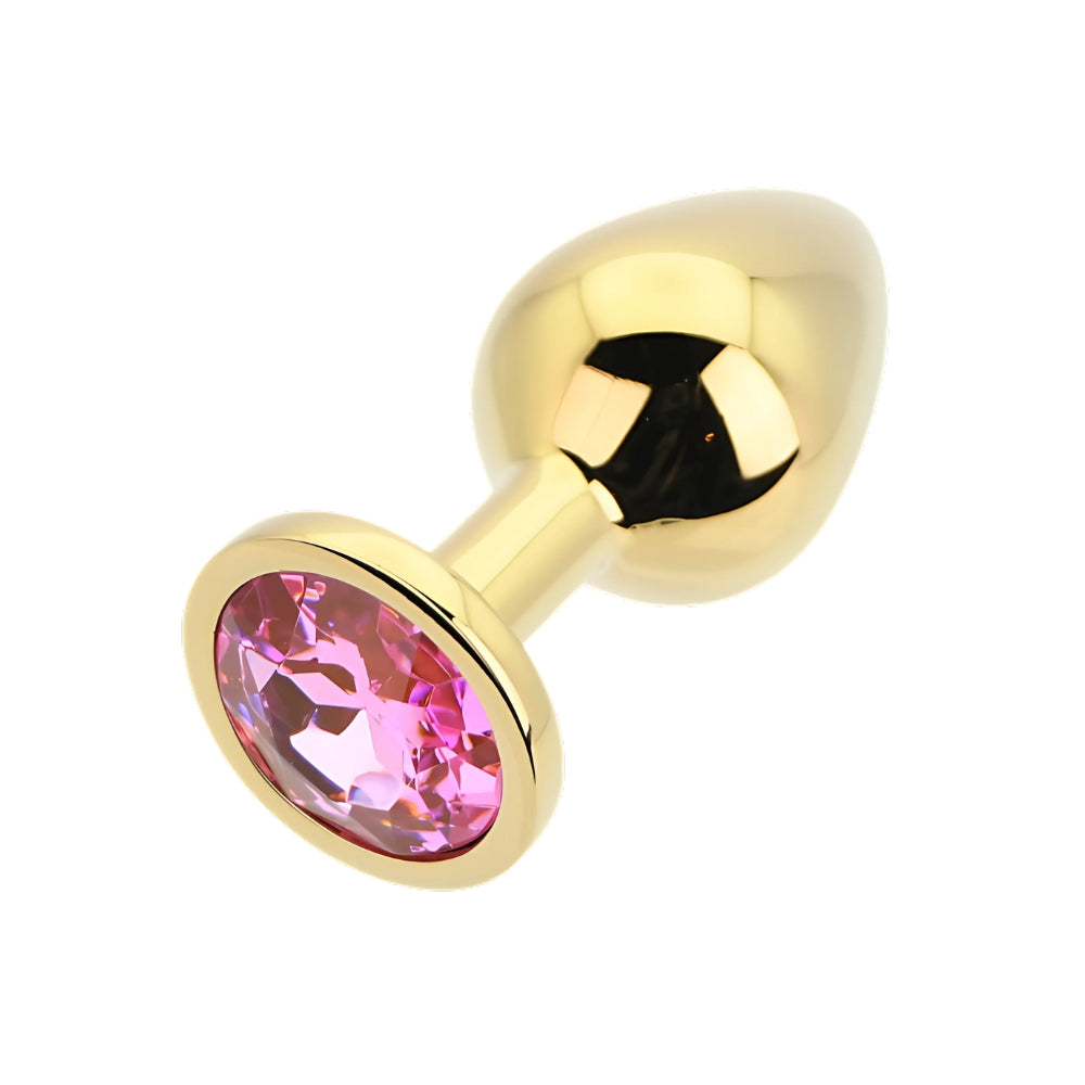 Toosh Gold Metal Butt Plug Medium Pink Stone