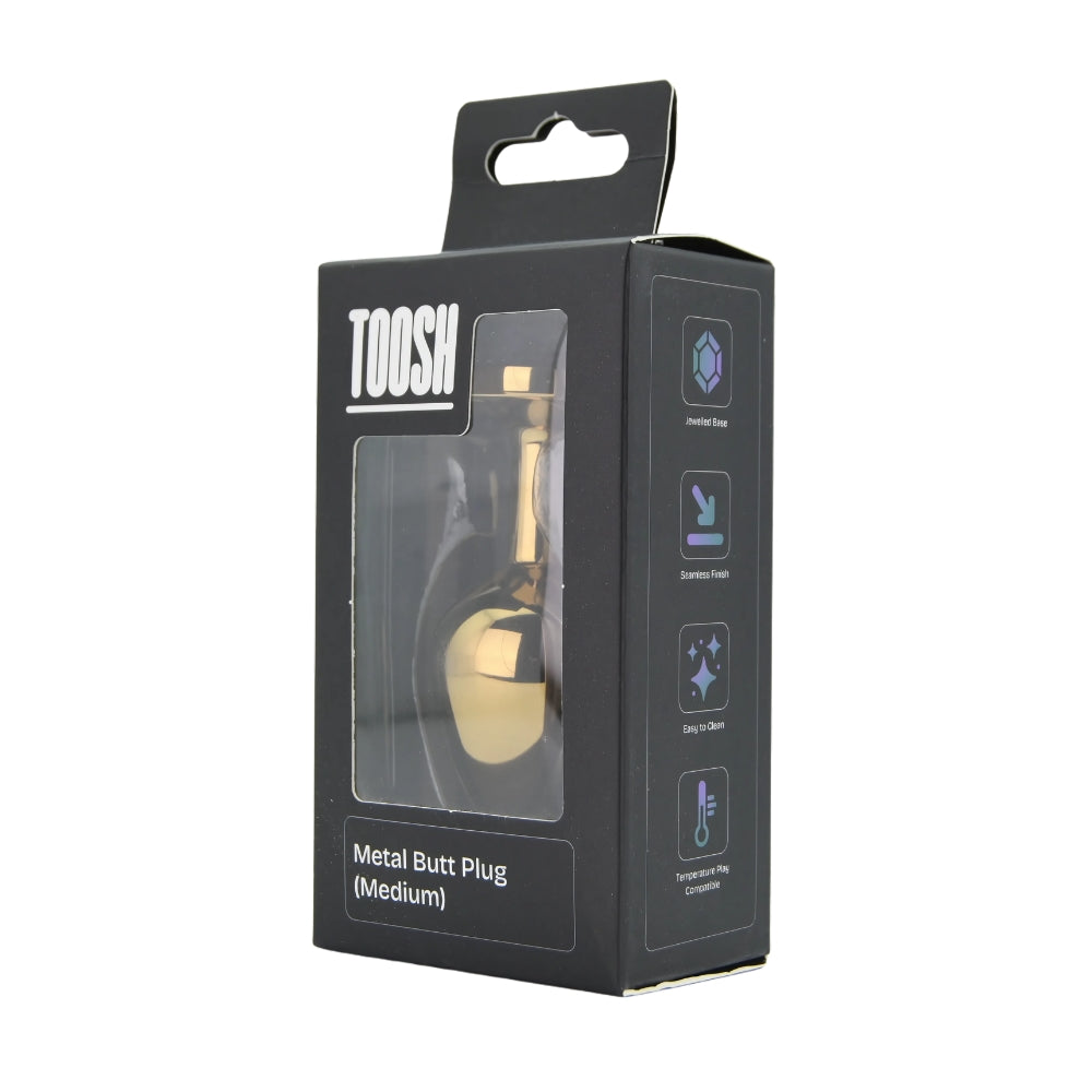 Toosh Gold Metal Butt Plug Medium Pink Stone