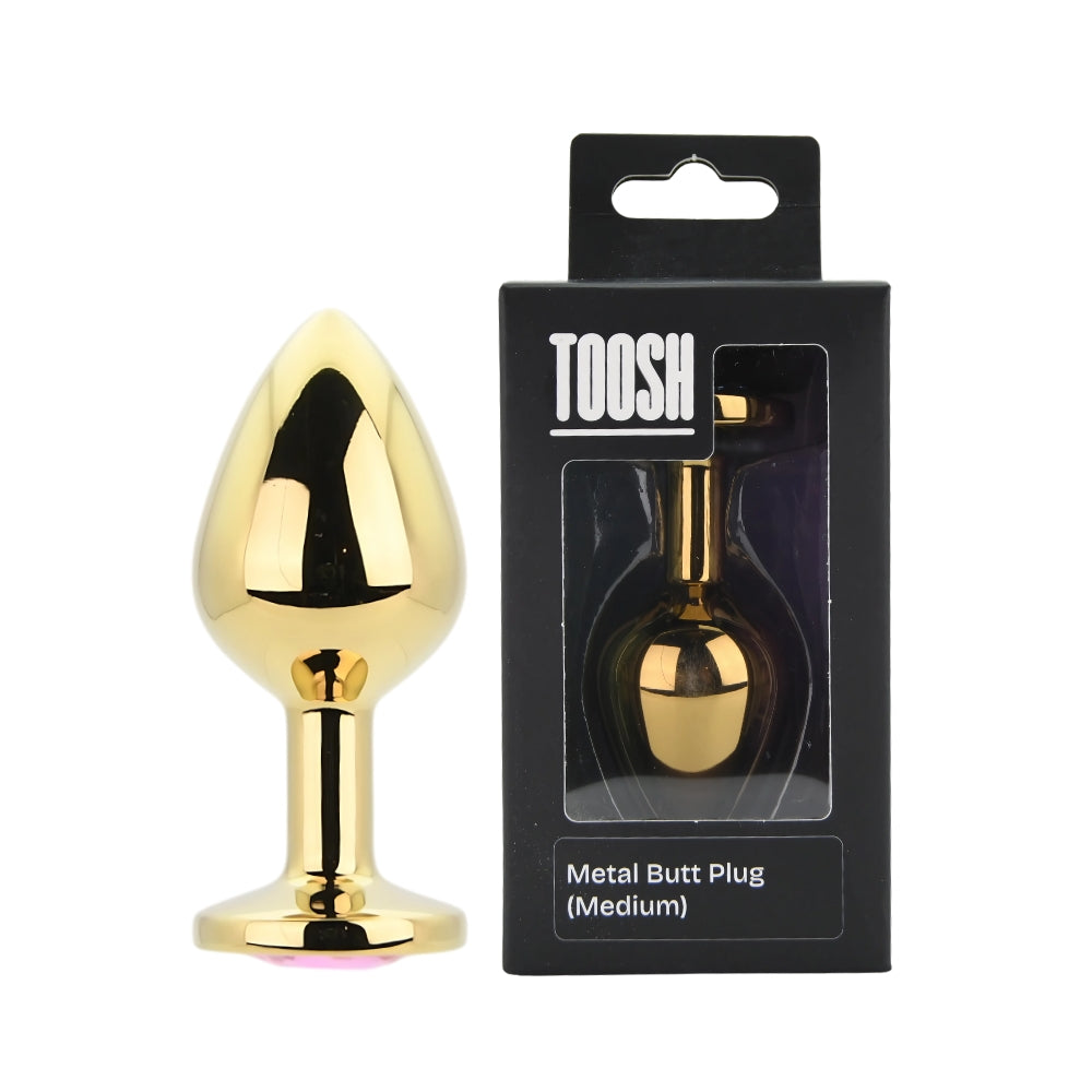 Toosh Gold Metal Butt Plug Medium Pink Stone Main image