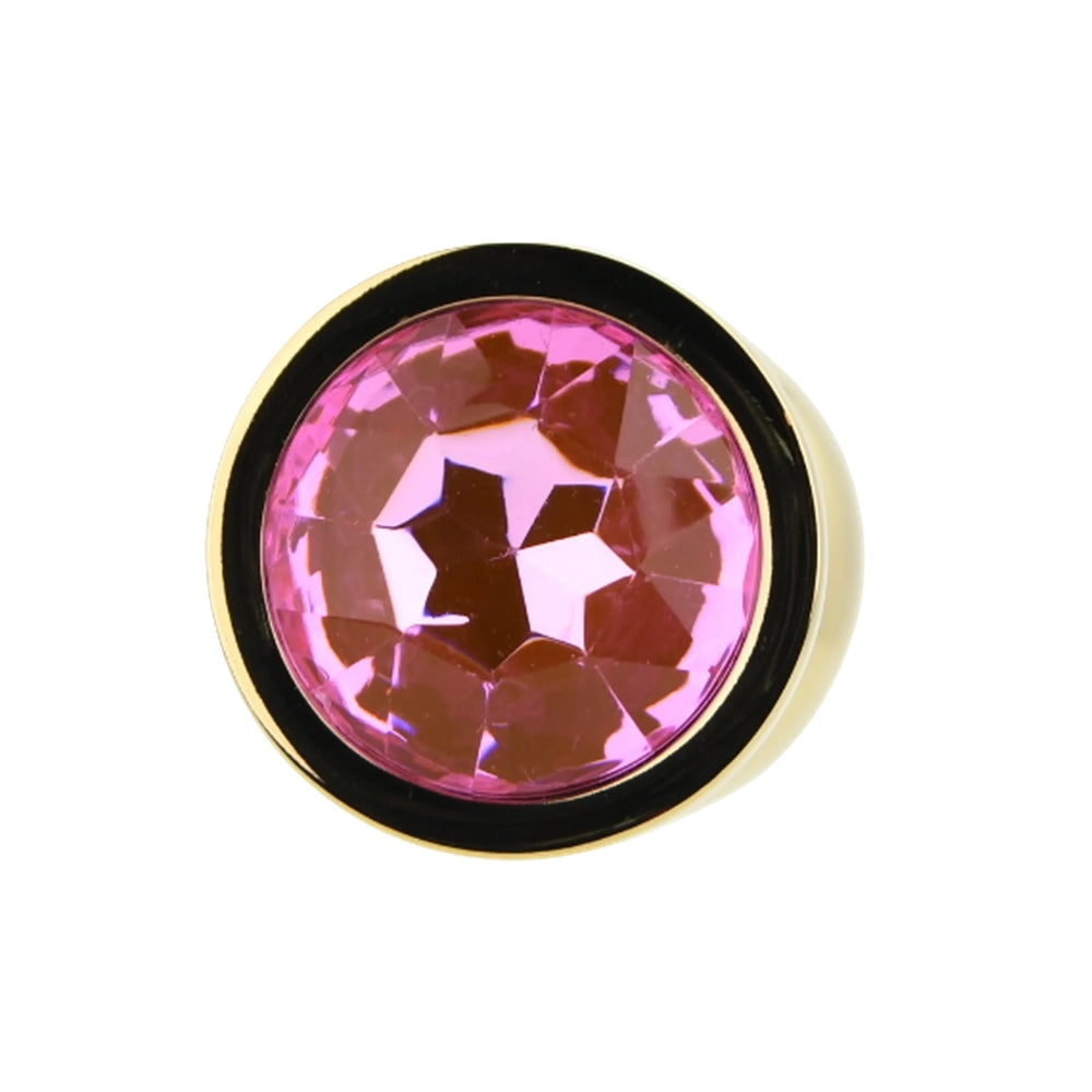 Toosh Gold Metal Butt Plug Medium Pink Stone