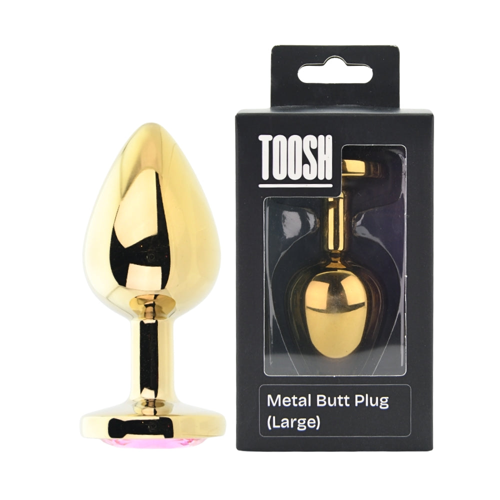 Toosh Gold Metal Butt Plug Large Pink Stone Main image