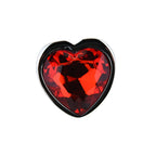 Toosh Heart Shaped Silver Butt Plug with Red Stone Small