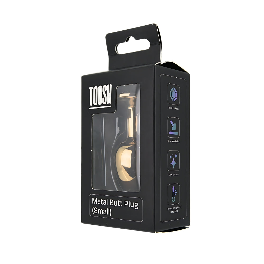 Toosh Heart Shaped Gold Butt Plug with Red Stone Small