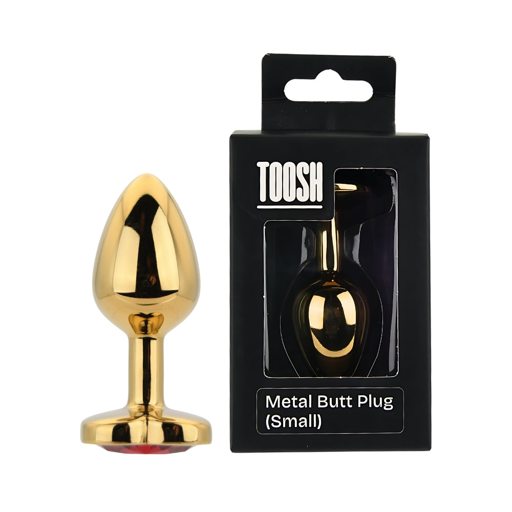 Toosh Heart Shaped Gold Butt Plug with Red Stone Small Main image