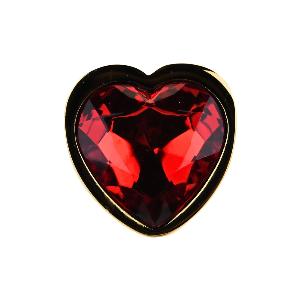 Toosh Heart Shaped Gold Butt Plug with Red Stone Small