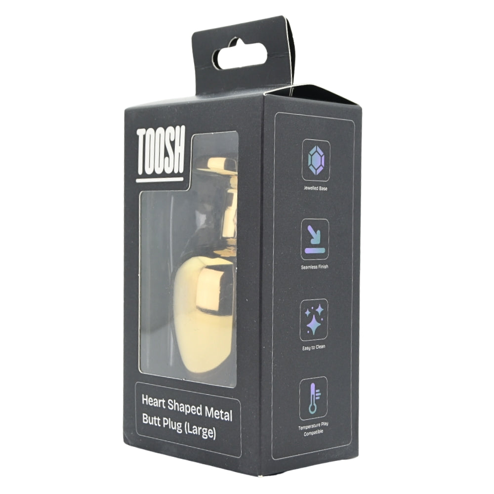 Toosh Heart Shaped Gold Butt Plug with Red Stone Large