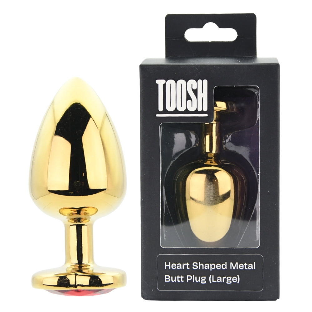 Toosh Heart Shaped Gold Butt Plug with Red Stone Large Main image