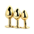 Toosh Metal Butt Plug Gold Set of 3 Clear Stone
