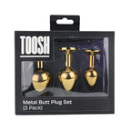 Toosh Metal Butt Plug Gold Set of 3 Clear Stone