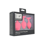 Toosh Silicone Butt Plug Pink Set of 3 Clear Stone