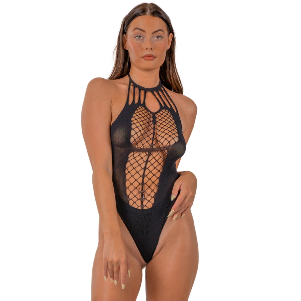 lace-by-lj-strappy-halter-teddy-black Main image