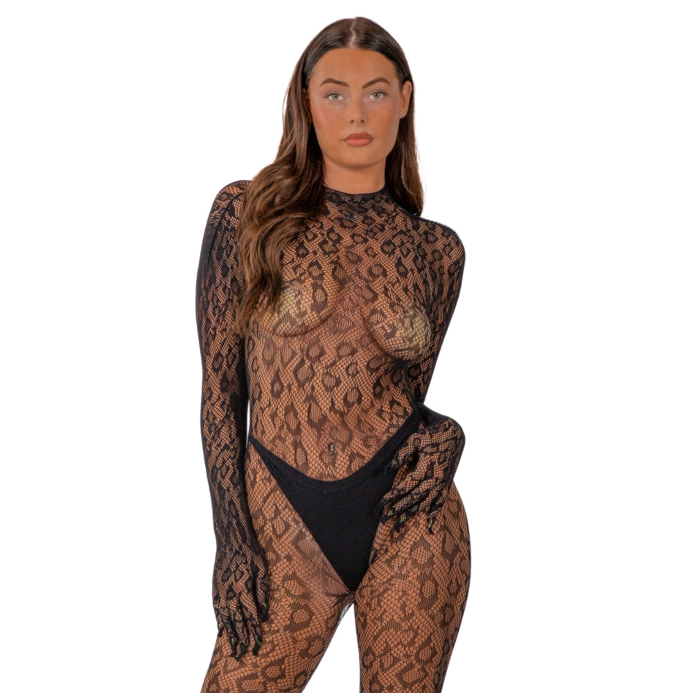 lace-by-lj-open-back-gloved-leopard-print-catsuit-black Main image
