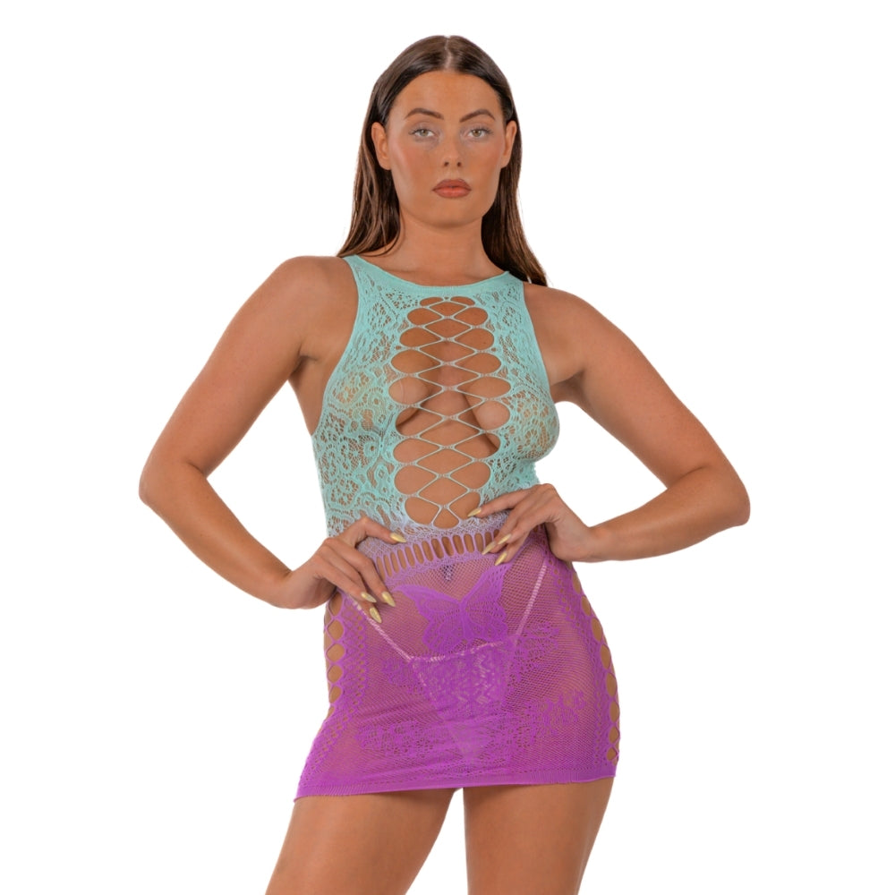 lace-by-lj-ombre-faux-lace-up-mini-dress Main image