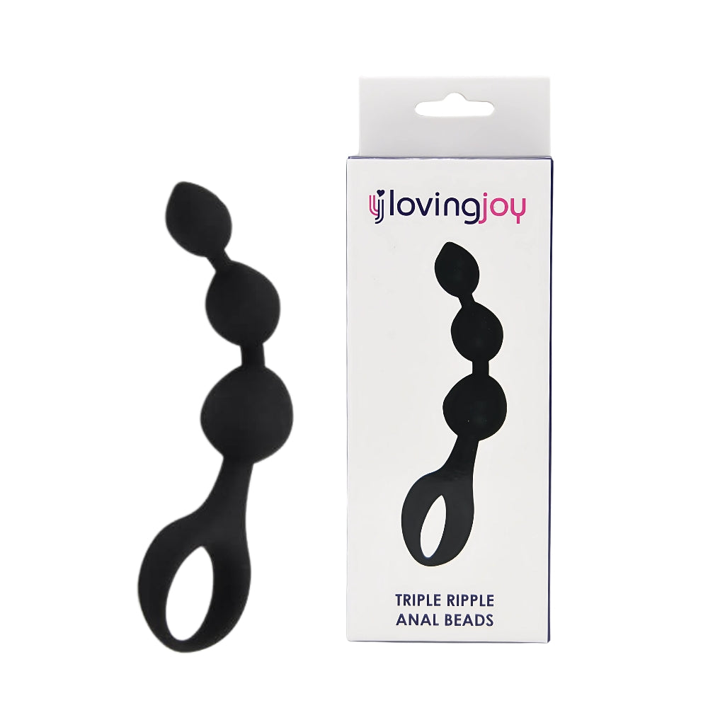 Loving Joy Triple Ripple Anal Beads-Black Main image