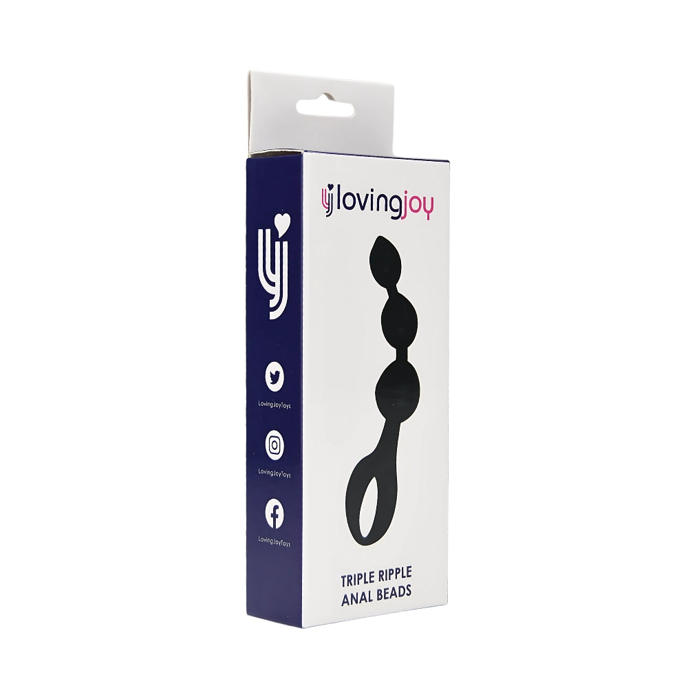 Loving Joy Triple Ripple Anal Beads-Black
