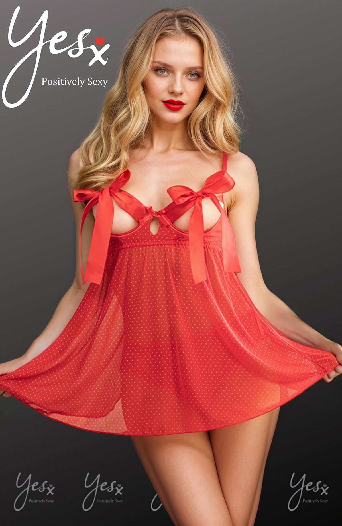 YesX YX841 Red Babydoll Set – image 1 Main image