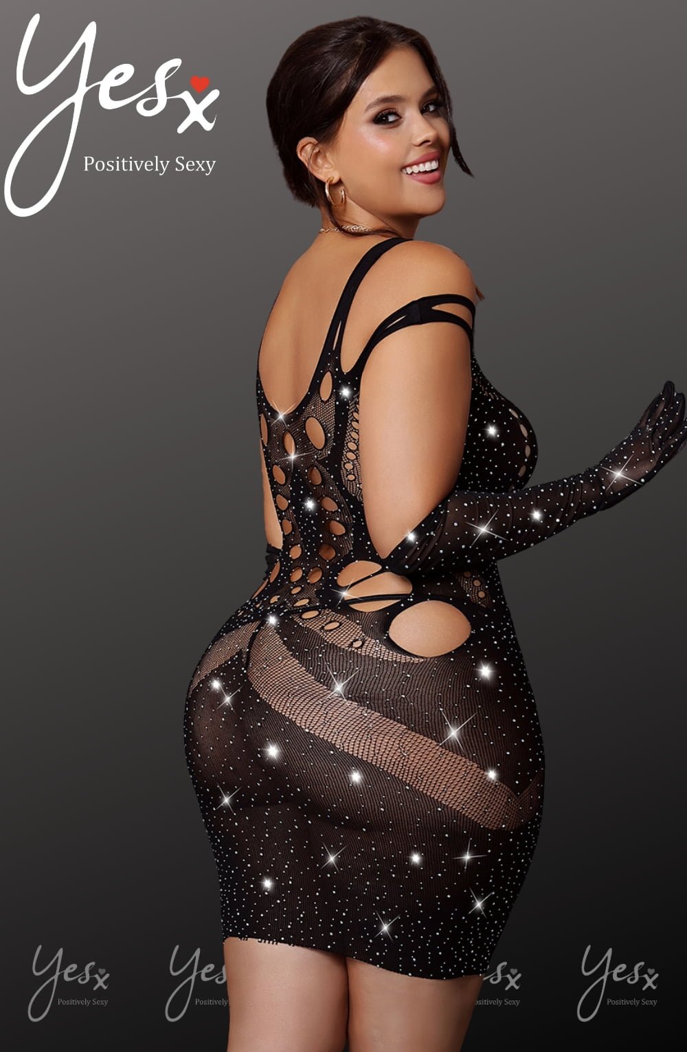 YesX YX853Q Sparkly Black Dress Secondary image