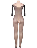 YesX YX864Q Plus-Size Sparkly Crotchless Bodystocking – Black – image 2