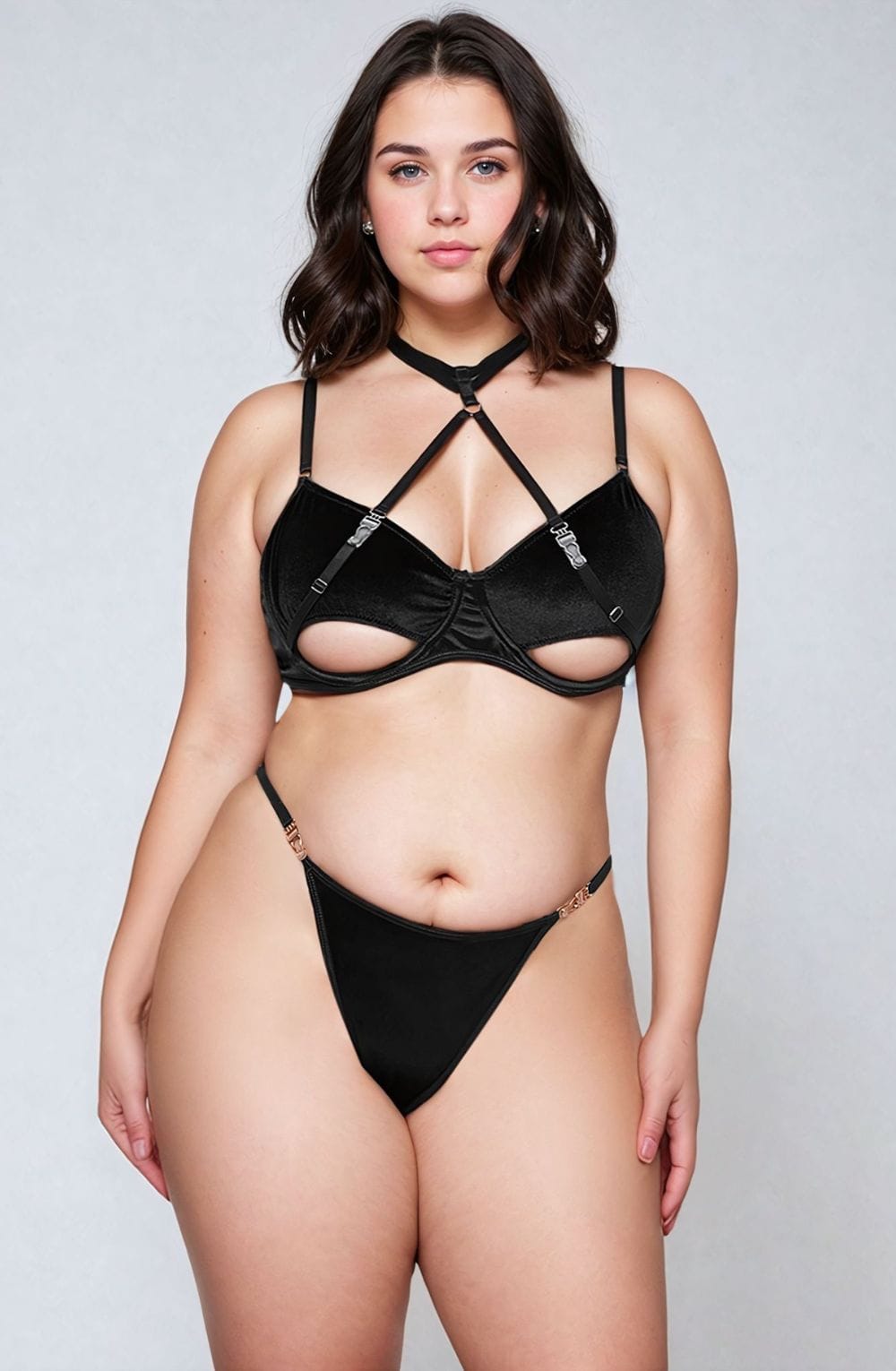 YesX YX871Q Hollow Cut Halter Bra Set – image 1