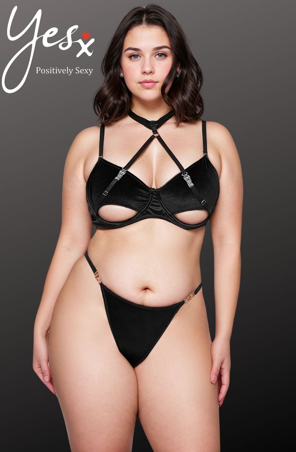 YesX YX871Q Hollow Cut Halter Bra Set – image 2