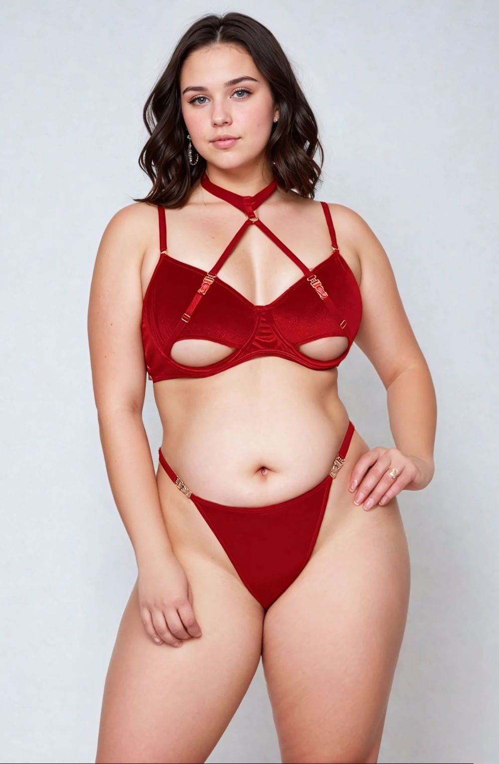 YesX YX872Q Hollow Cut Halter Bra Set Up To 2XL – image 1 Main image